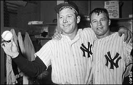 Baseball players Jim Bouton and Mickey Mantle, both of the New York